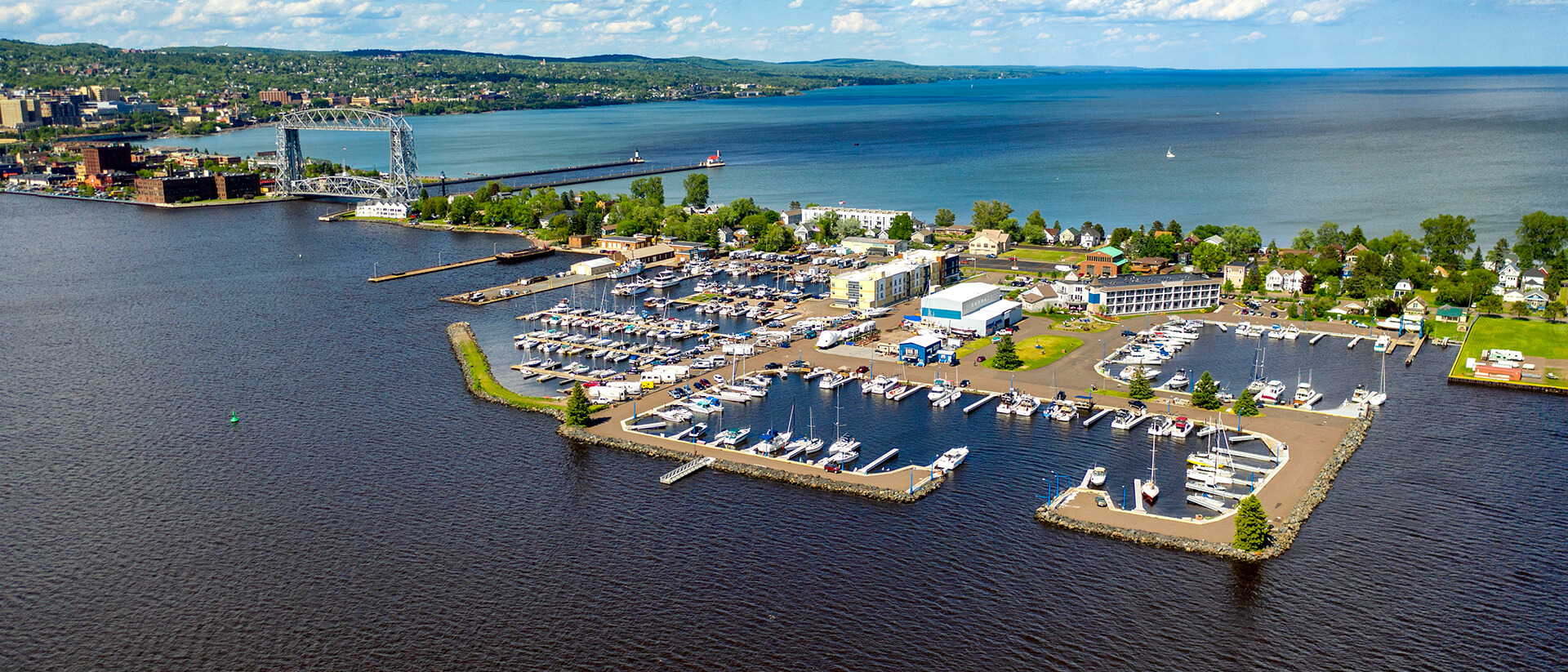 Aerial view of Park Point Marina Inn