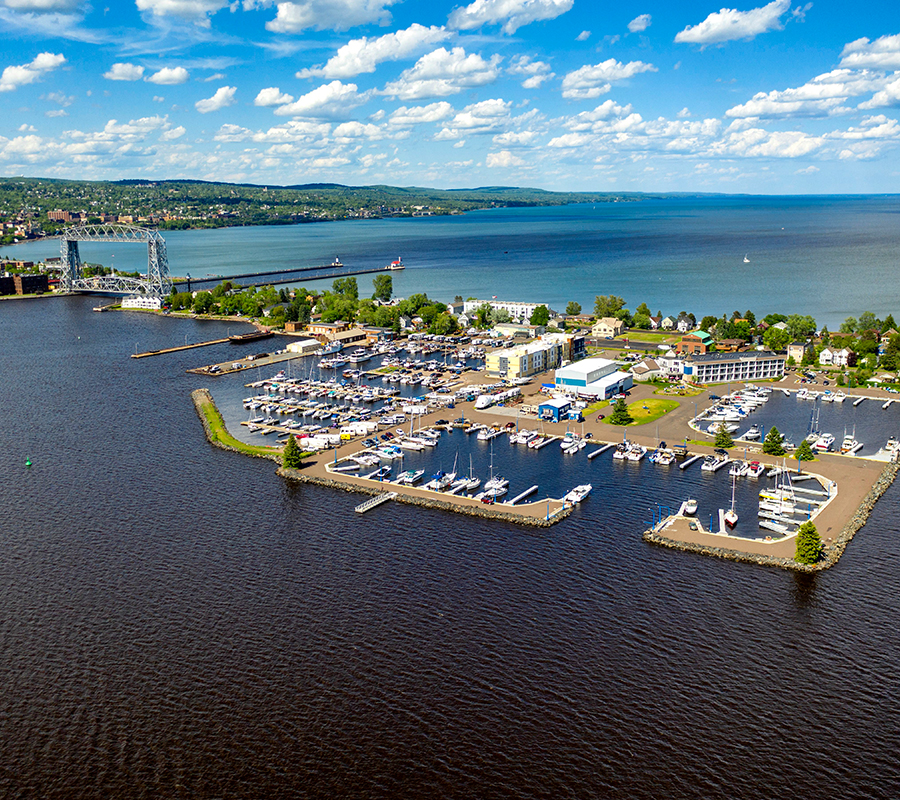 Aerial view of Park Point Marina Inn